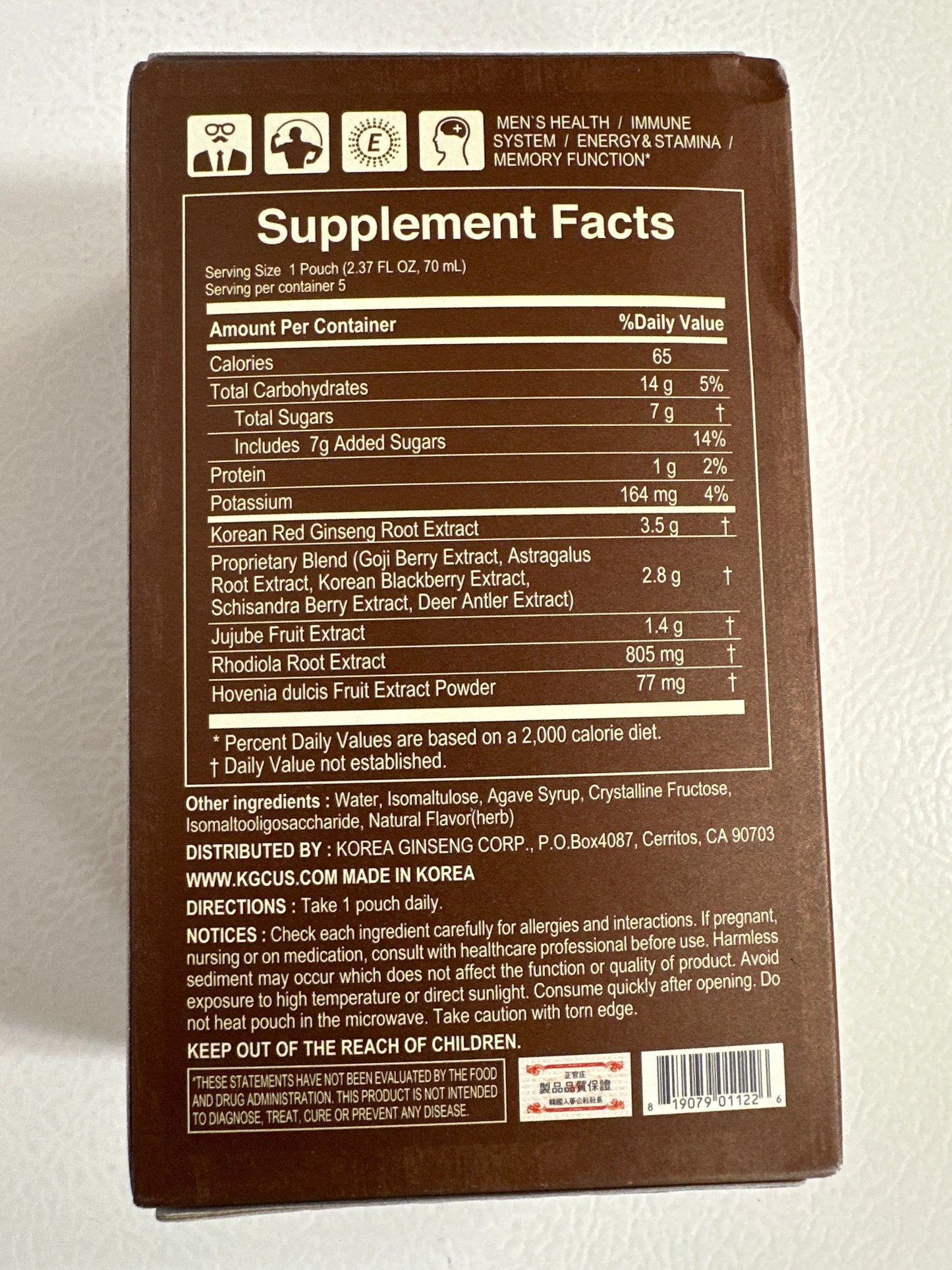 Energetic Tonic - Korean Red Ginseng (5 pouches)