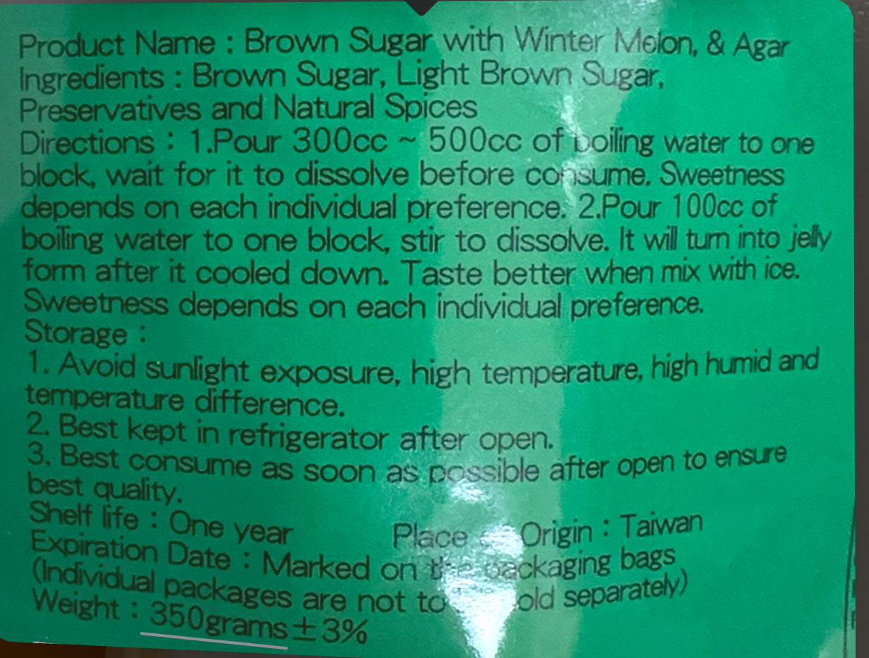 Brown Sugar with Winter Melon & Agar