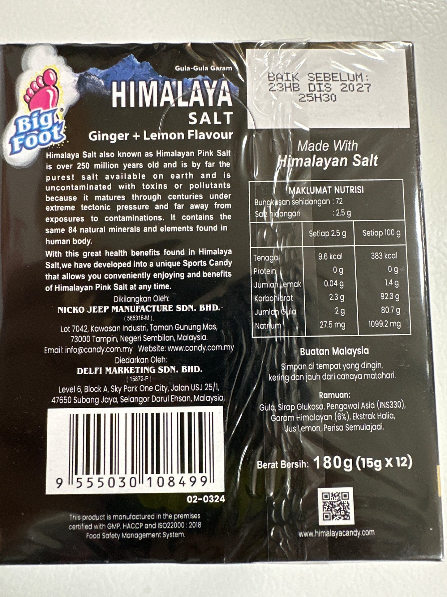 Himalaya Salt Candy - Ginger Lemon (12 bags)