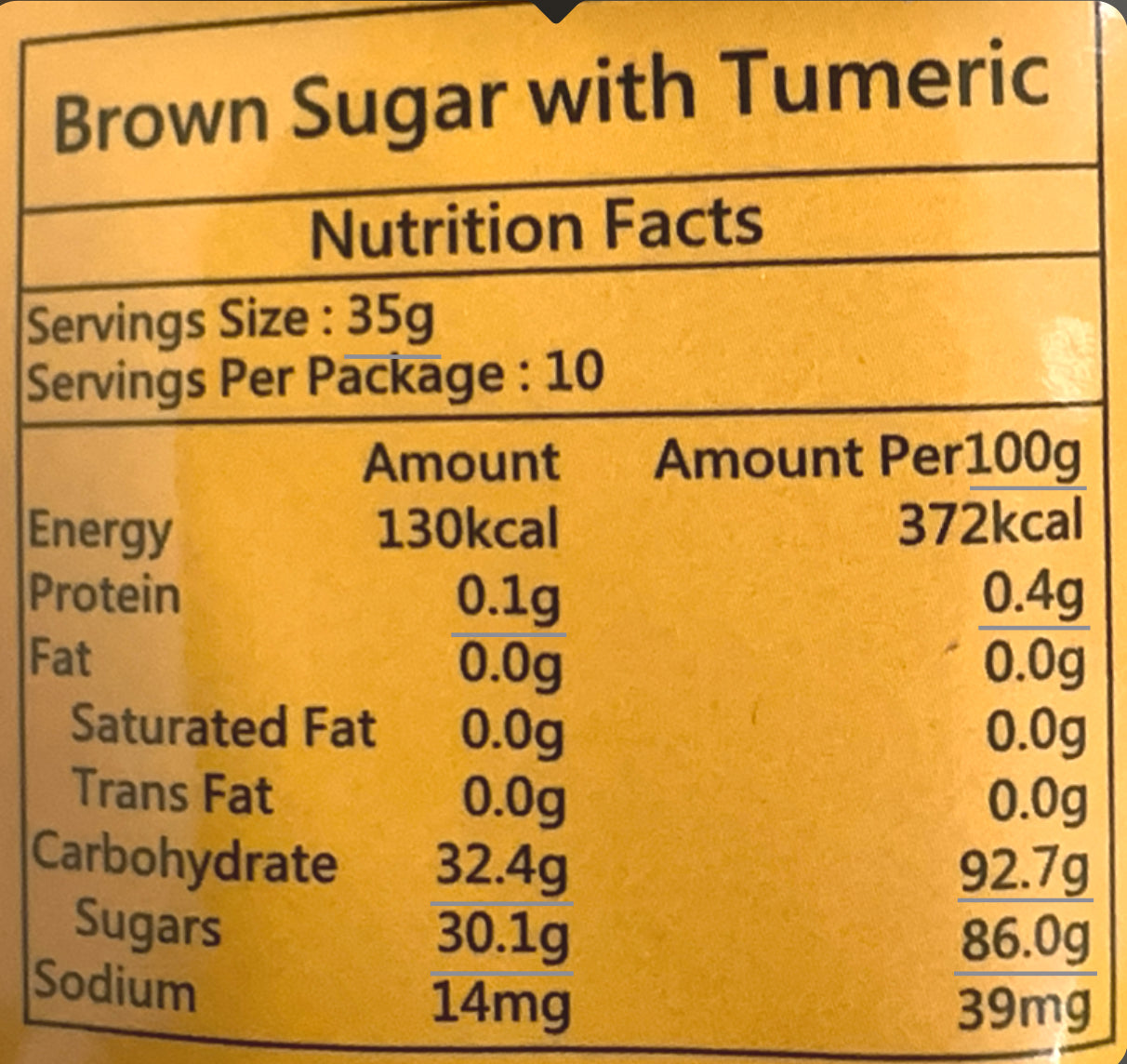 Brown Sugar with Turmeric herbal drink